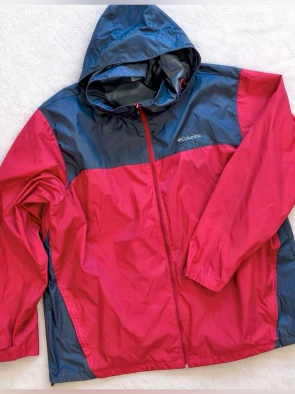 Columbia Packable Windbreaker Jacket Red Gray 3XLT Hooded